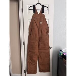 New Carhartt Men’s Loose Fit Washed Duck Insulated Overall in Brown Size Medium